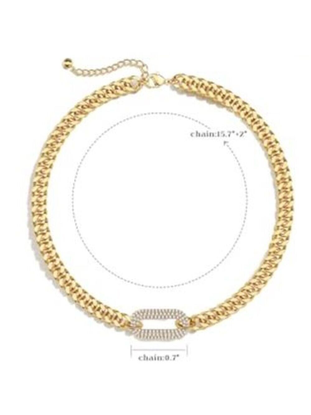 Gold Necklace for Women Trendy - Chunky Herringbone Paperclip Cuban Necklace - Picture 6 of 8
